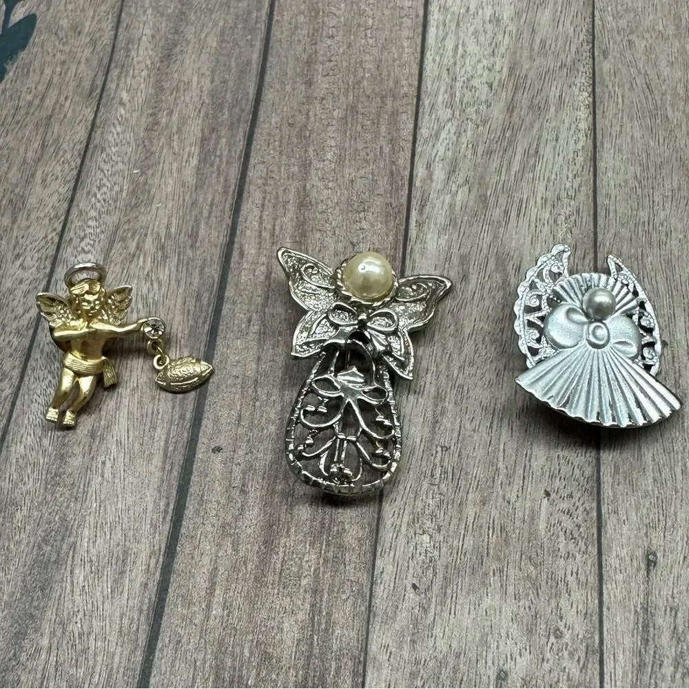 Angel Pin Bundle Football Gold Silver Faux Pearl Straight Back Pins B9‎